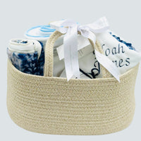 Noah Blue Leopard Baby Basket