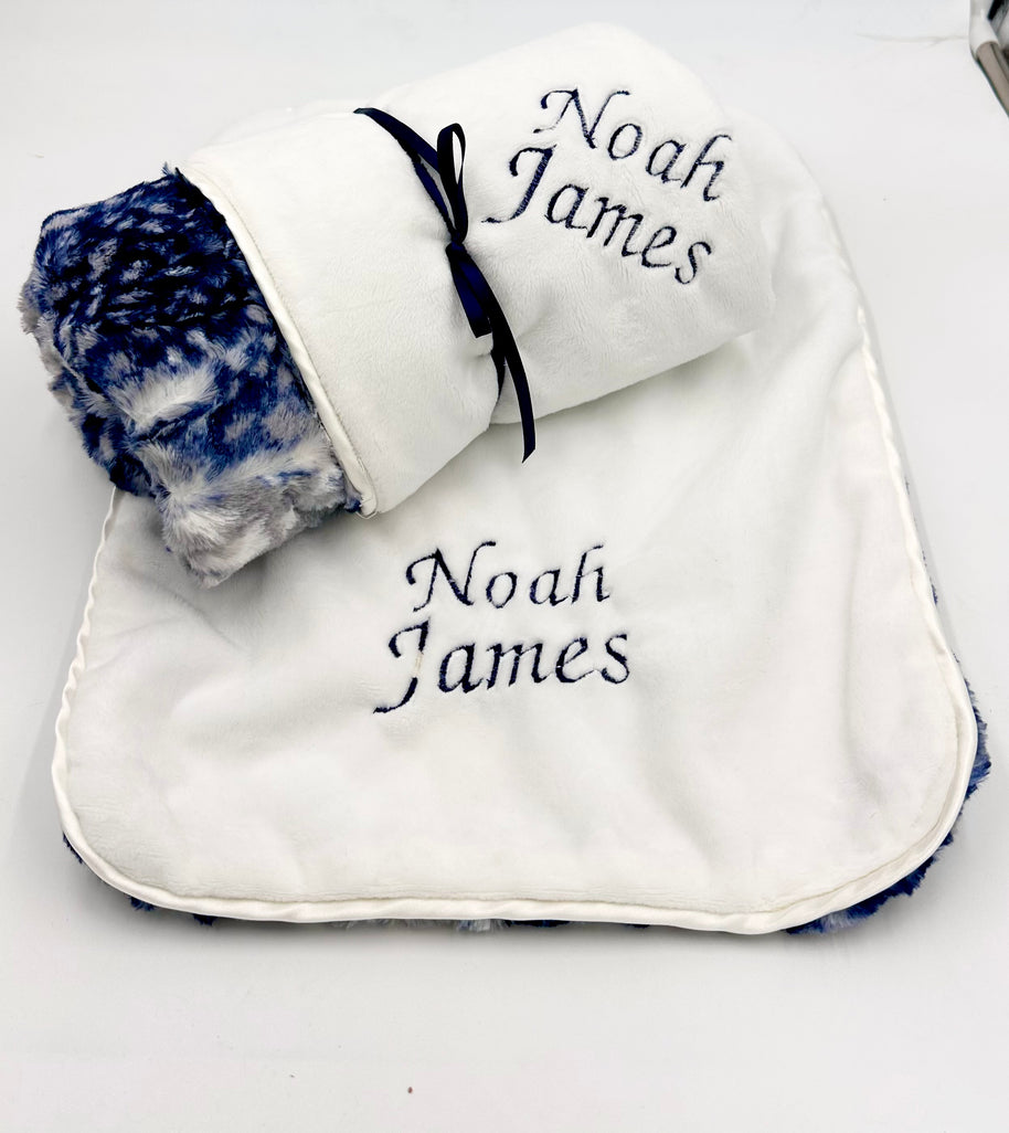 Noah Blue Leopard Baby Basket