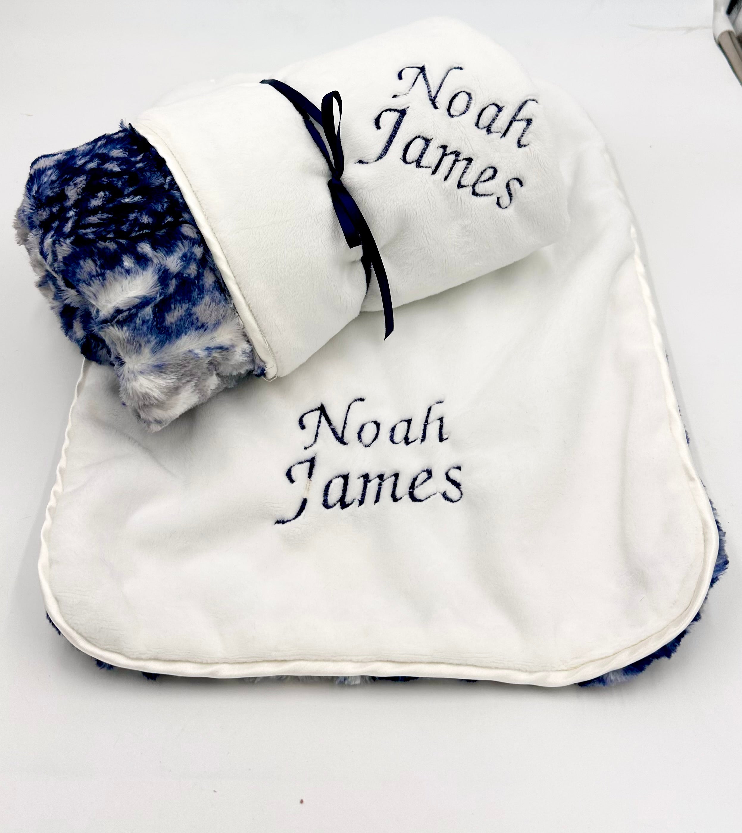 Noah Blue Leopard Baby Basket