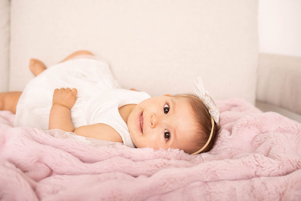 Ultra-Soft Heavenly Cloud Blanket for Babies – Wavy Pink Plush, Velour Lined, Satin Trimmed - 29x36"