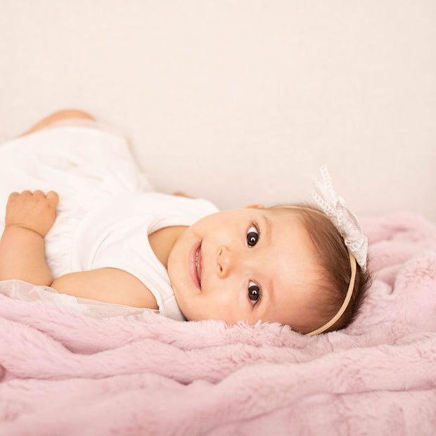 Ultra-Soft Heavenly Cloud Blanket for Babies – Wavy Pink Plush, Velour Lined, Satin Trimmed - 29x36"
