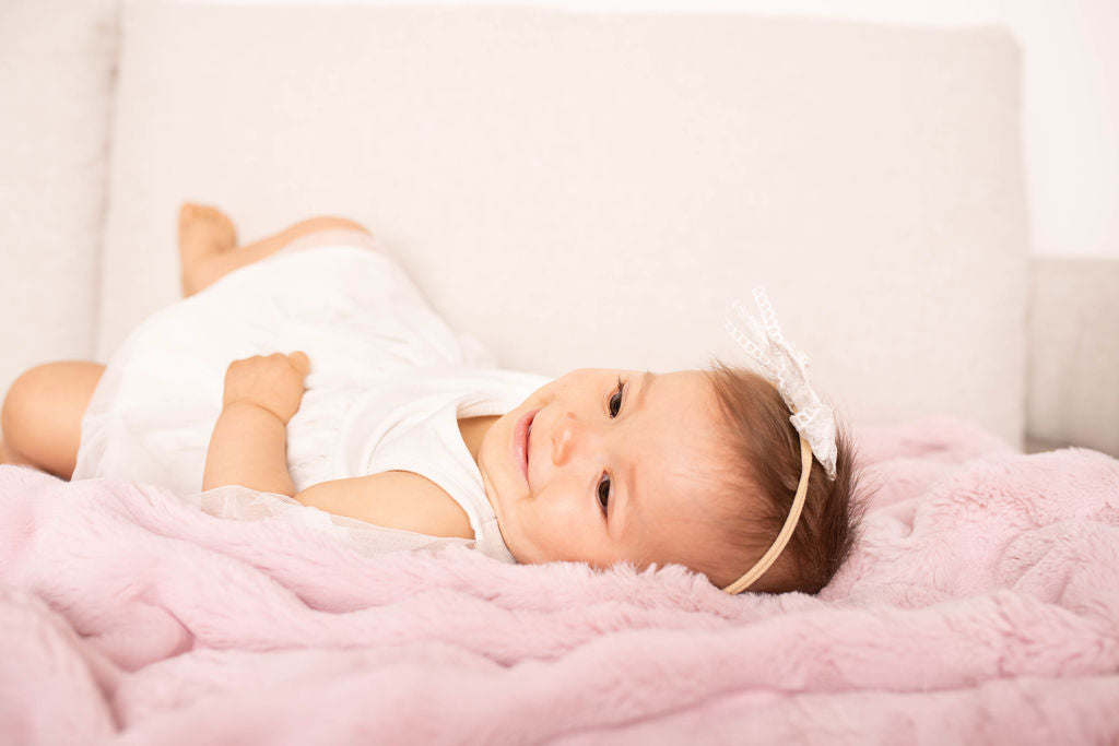 Luxe Baby Plus Mia Pink Blanket - Baby Stroller Blanket - Newborn Baby Essentials & Baby Gifts - 29x36
