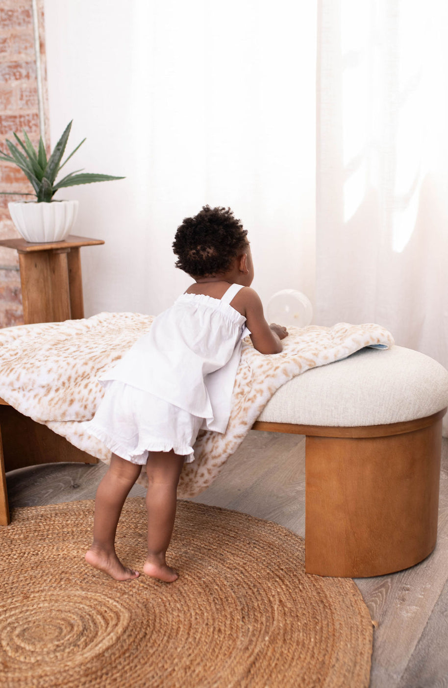 Ultra-Soft Jaguar Faux Fur Printed Blanket for Babies -Tan - Satin Trimmed - 29x36"