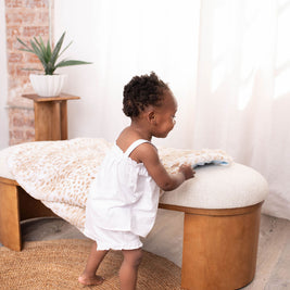 Ultra-Soft Jaguar Faux Fur Printed Blanket for Babies -Tan - Satin Trimmed - 29x36