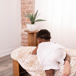 Ultra-Soft Jaguar Faux Fur Printed Blanket for Babies -Tan - Satin Trimmed - 29x36