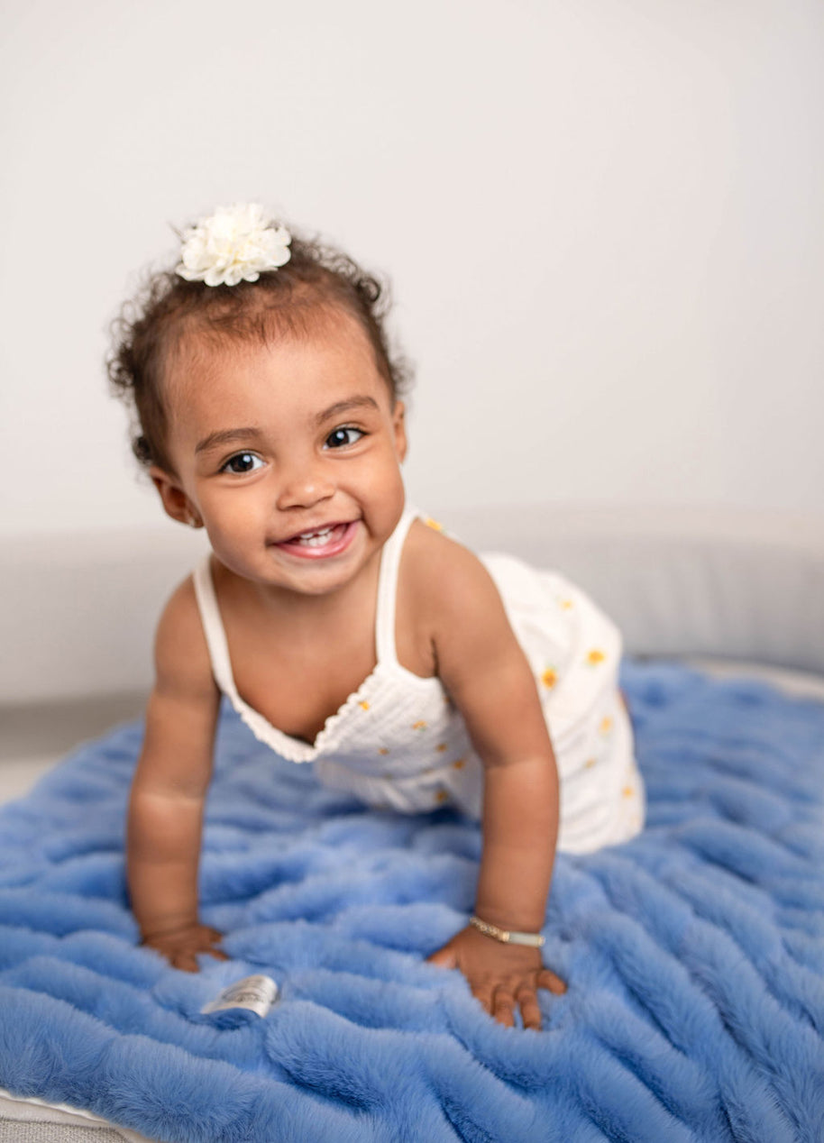 Ultra-Soft Heavenly Cloud Blanket for Babies – Sky Blue Velour Lined, Satin Trimmed - 29x36"