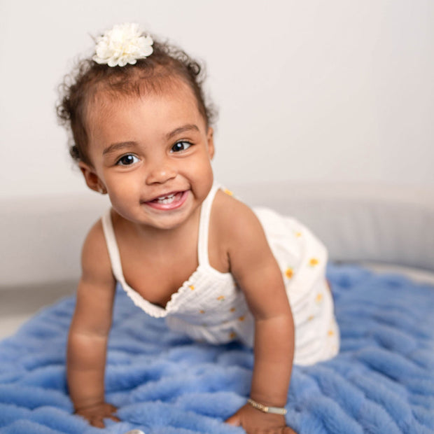 Ultra-Soft Heavenly Cloud Blanket for Babies – Sky Blue Velour Lined, Satin Trimmed - 29x36"