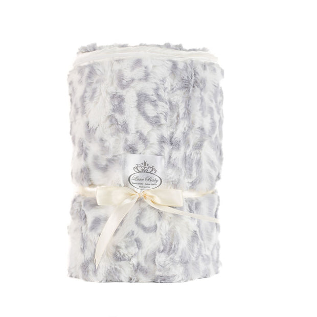 Soft Chettah Snow Printed Velour  Blanket for Babies - Satin Trimmed - 29x36" -2