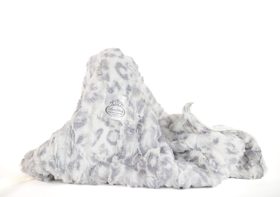 Soft Chettah Snow Printed Velour  Blanket for Babies - Satin Trimmed - 29x36" -2