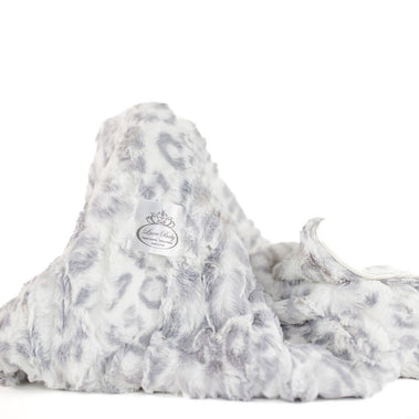 Soft Chettah Snow Printed Velour  Blanket for Babies - Satin Trimmed - 29x36