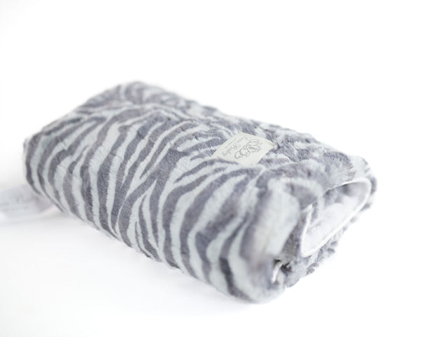 Zebra Print Faux Fur Baby Blanket – Luxe Black & White, Velour Lined, Satin Trimmed - 29x36" (Copy)