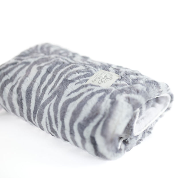 Zebra Print Faux Fur Baby Blanket – Luxe Black & White, Velour Lined, Satin Trimmed - 29x36" (Copy)