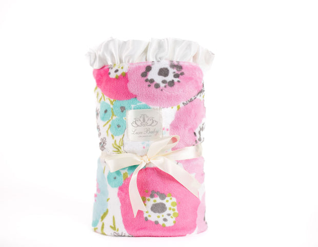 Luxe Baby Spring Peonies Floral Blanket - Baby Stroller Blanket - Newborn Baby Essentials & Baby Gifts - 29x36"