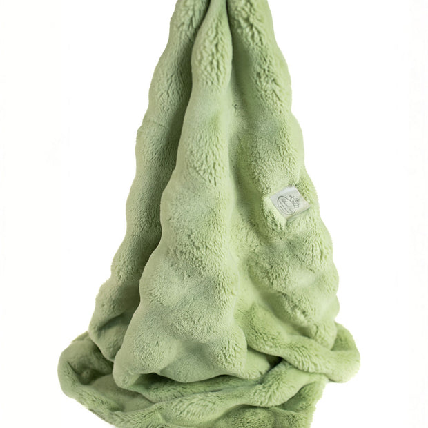Ultra-Soft Heavenly Cloud Blanket for Babies – Wavy Sage Plush, Velour Lined, Satin Trimmed - 29x36"