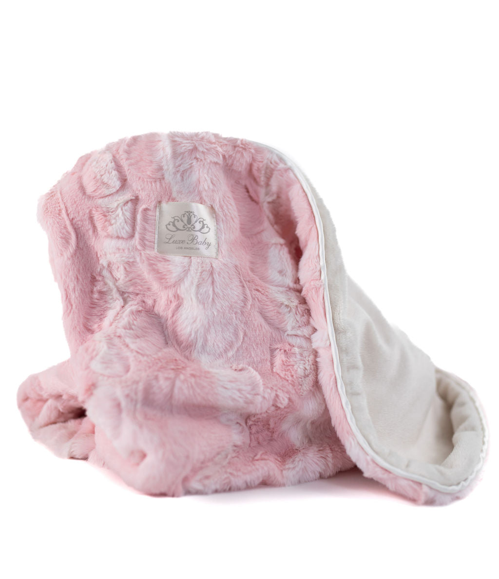 Luxe Baby Plus Mia Pink Blanket - Baby Stroller Blanket - Newborn Baby Essentials & Baby Gifts - 29x36
