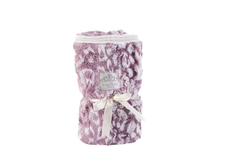 Cheetah Lilac Print Blanket for Babies – Satin Trimmed - 29x36"