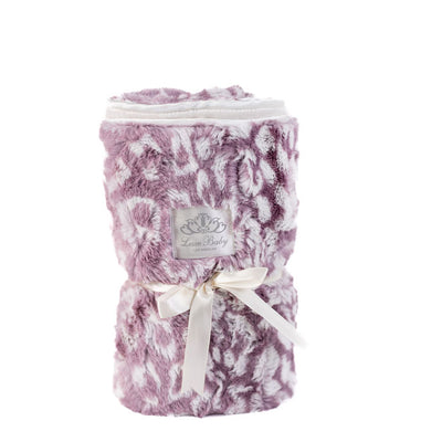 Cheetah Lilac Print Blanket for Babies – Satin Trimmed - 29x36