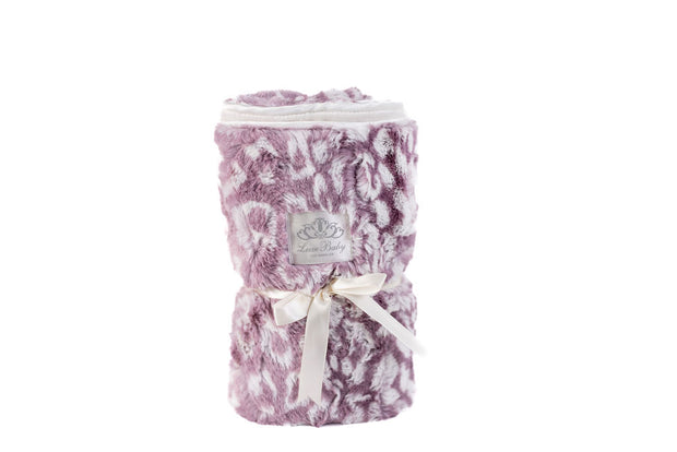 Cheetah Lilac Print Blanket for Babies – Satin Trimmed - 29x36"