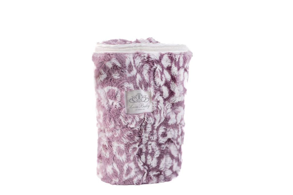 Cheetah Lilac Print Blanket for Babies – Satin Trimmed - 29x36