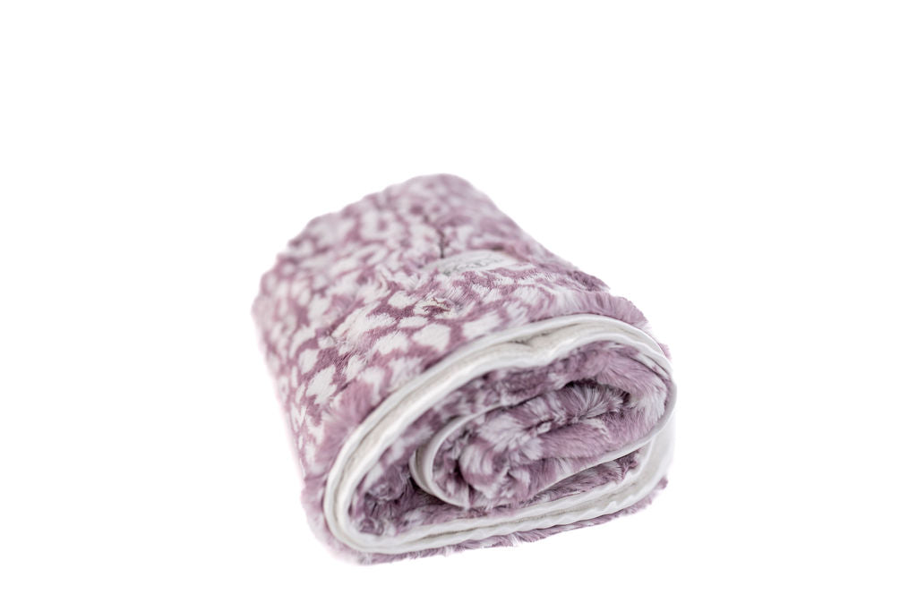 Cheetah Lilac Print Blanket for Babies – Satin Trimmed - 29x36
