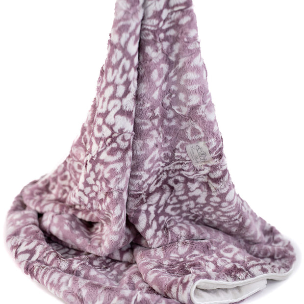 Cheetah Lilac Print Blanket for Babies – Satin Trimmed - 29x36"