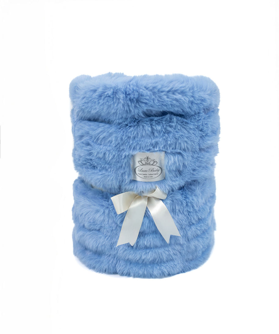 Ultra-Soft Heavenly Cloud Blanket for Babies – Sky Blue Velour Lined, Satin Trimmed - 29x36"