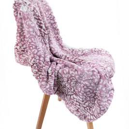 Cheetah Lilac Print Blanket for Babies – Satin Trimmed - 29x36