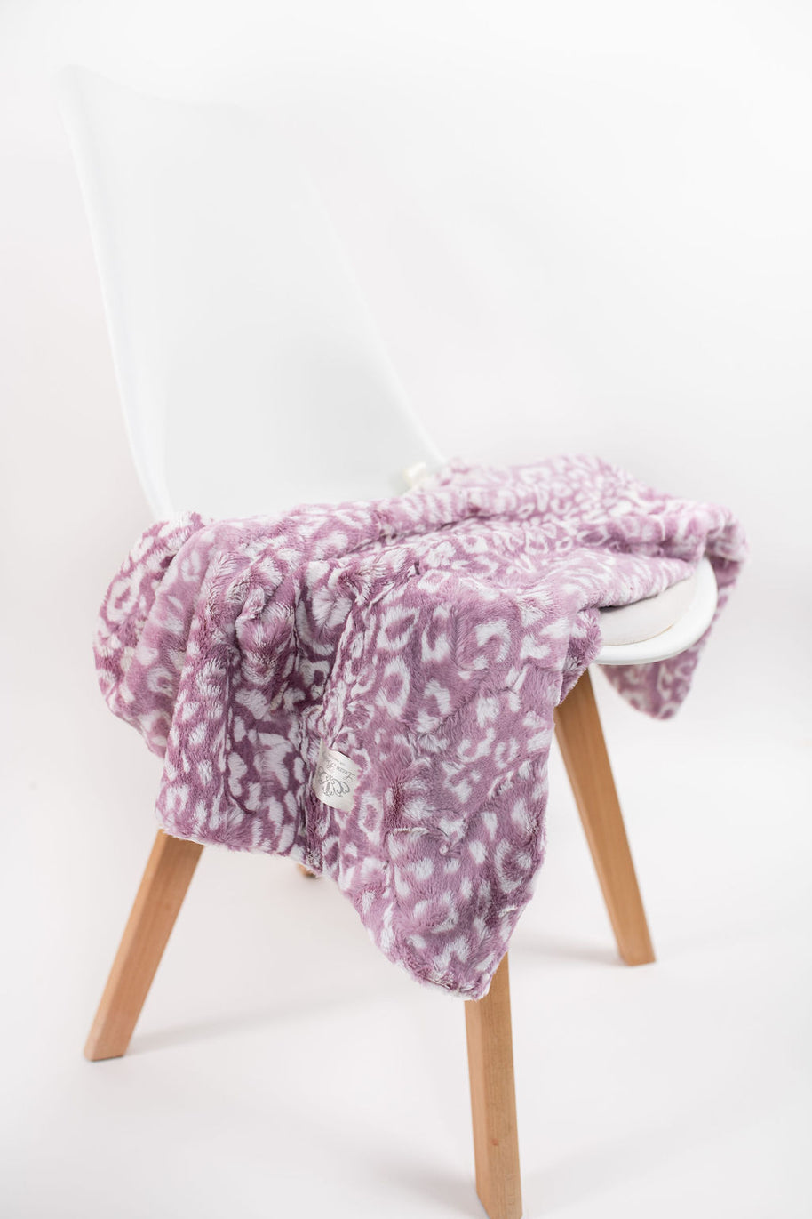 Cheetah Lilac Print Blanket for Babies – Satin Trimmed - 29x36"