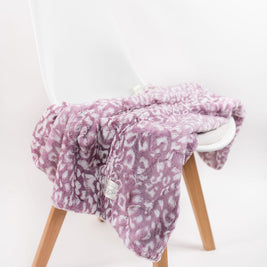 Cheetah Lilac Print Blanket for Babies – Satin Trimmed - 29x36