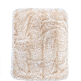 Ultra-Soft Jaguar Faux Fur Printed Blanket for Babies -Tan - Satin Trimmed - 29x36