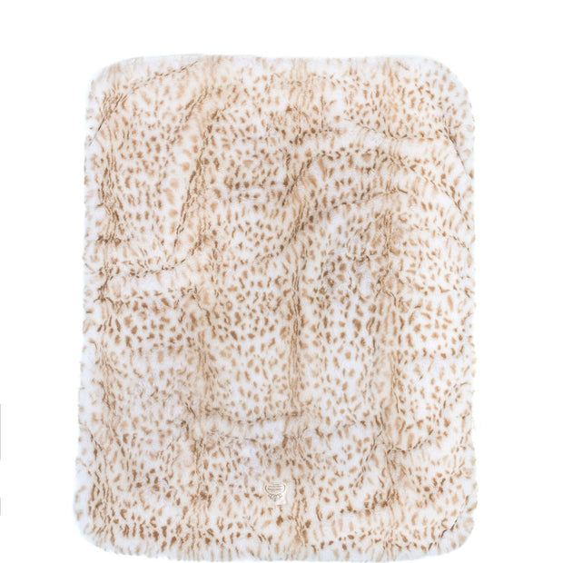 Ultra-Soft Jaguar Faux Fur Printed Blanket for Babies -Tan - Satin Trimmed - 29x36"