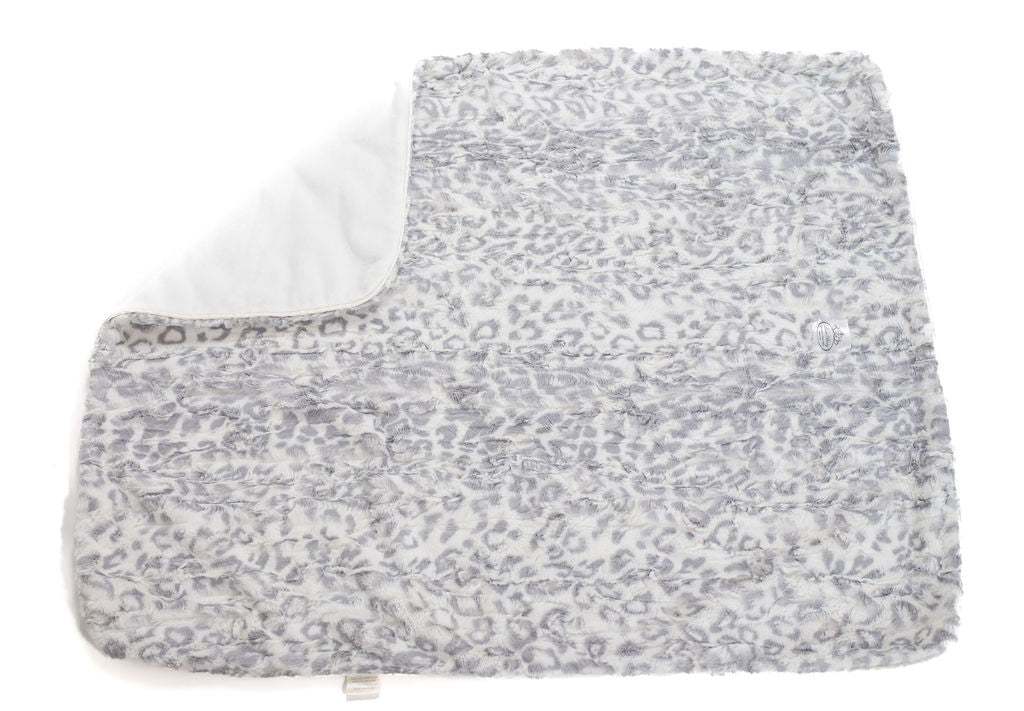 Soft Chettah Snow Printed Velour  Blanket for Babies - Satin Trimmed - 29x36