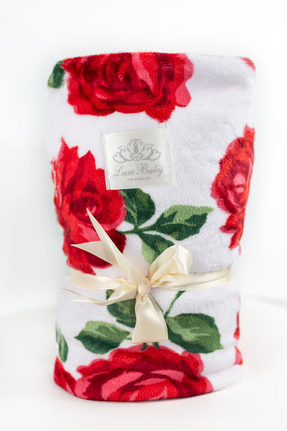 Luxe Baby Red Roses Blanket - Baby Stroller Blanket - Newborn Baby Essentials & Baby Gifts - 29x36" (Copy)