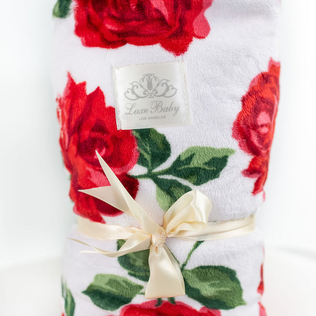 Luxe Baby Red Roses Blanket - Baby Stroller Blanket - Newborn Baby Essentials & Baby Gifts - 29x36" (Copy)