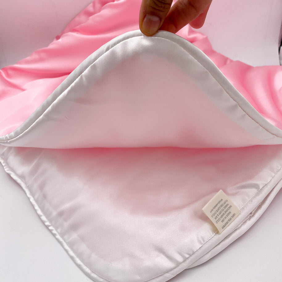 Satin Baby Blanket -Pink-Personalized