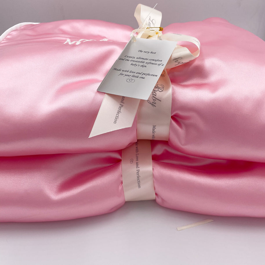 Satin Baby Blanket -Pink-Personalized
