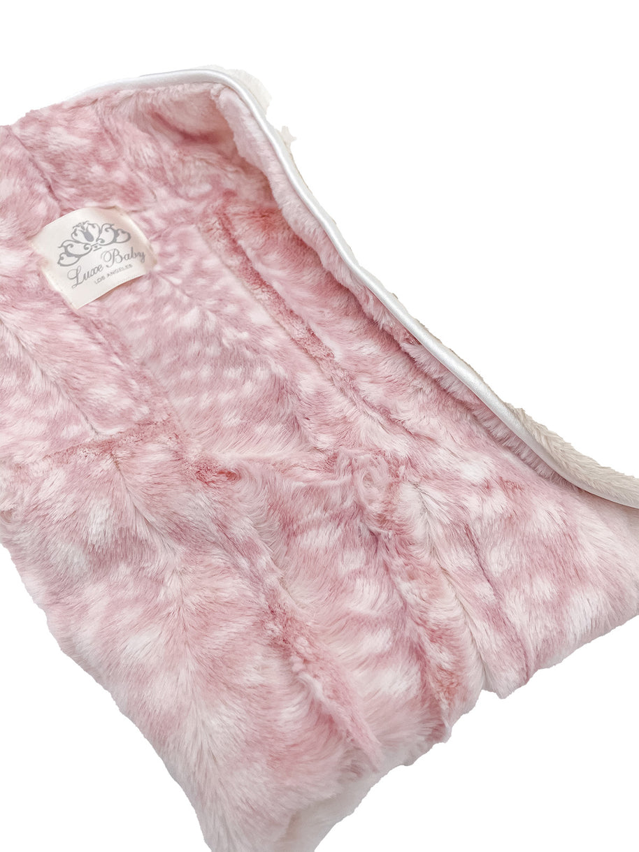 Soft Chettah Pink  Printed Velour  Blanket for Babies - Satin Trimmed - 29x36"