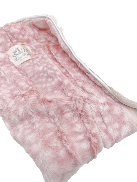 Soft Chettah Pink  Printed Velour  Blanket for Babies - Satin Trimmed - 29x36"