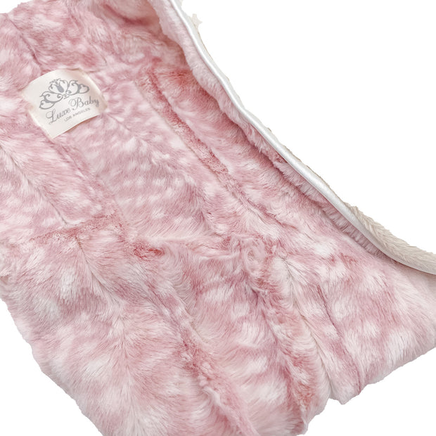 Soft Chettah Pink  Printed Velour  Blanket for Babies - Satin Trimmed - 29x36"