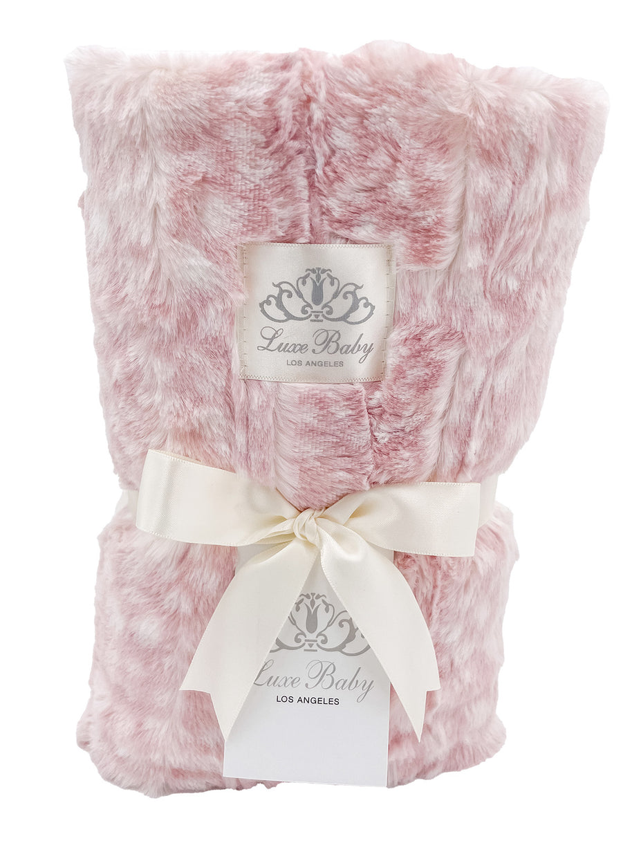 Soft Chettah Pink  Printed Velour  Blanket for Babies - Satin Trimmed - 29x36"