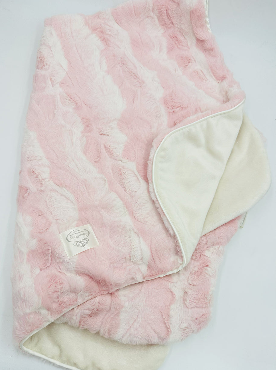 Soft Chettah Pink  Printed Velour  Blanket for Babies - Satin Trimmed - 29x36"