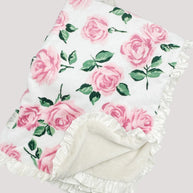 Charlotte Pink Roses Velour Blanket