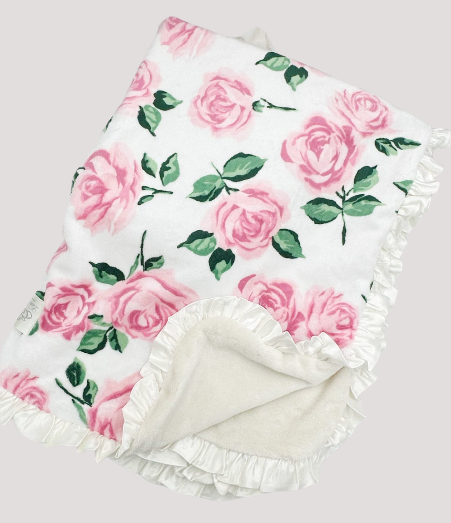 Charlotte Pink Roses Velour Blanket