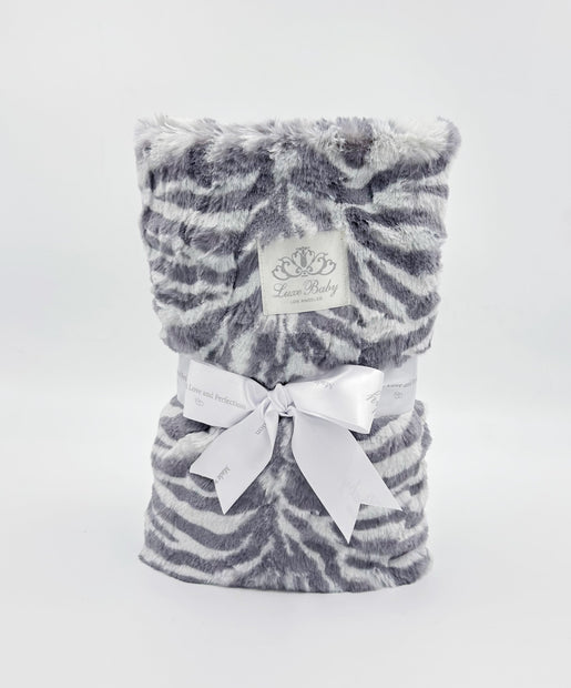 Zoe Zebra Grey Plush Blanket