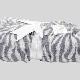 Zoe Zebra Grey Plush Blanket