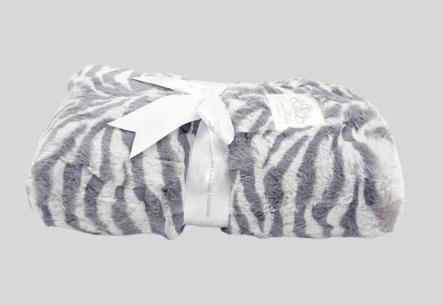 Zoe Zebra Grey Plush Blanket