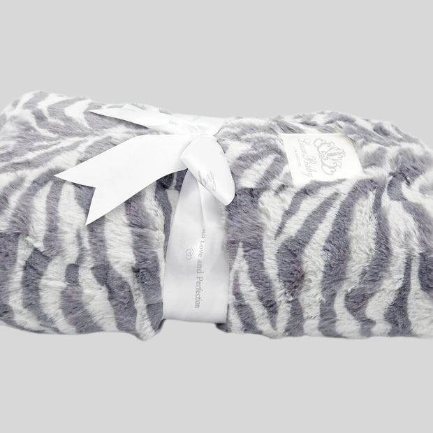 Zoe Zebra Grey Plush Blanket