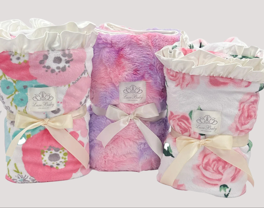 Charlotte Pink Roses Velour Blanket