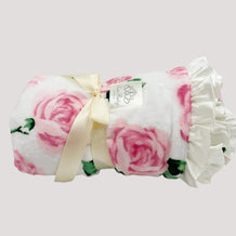 Charlotte Pink Roses Velour Blanket