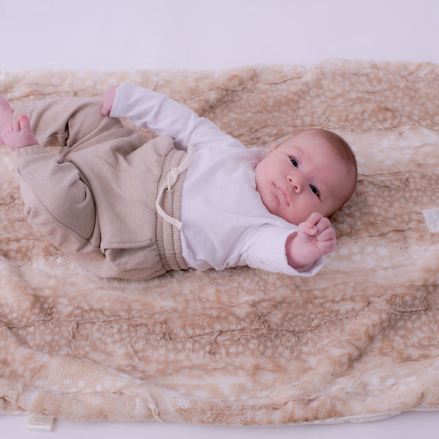 Soft Chettah Tan  Printed Velour  Blanket for Babies - Satin Trimmed - 29x36"